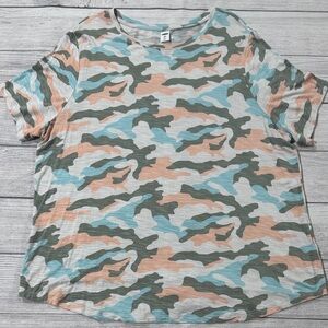 Old Navy Luxe Camouflage Short Sleeve Tee - Olive, Blue, Peach & Lt Gray